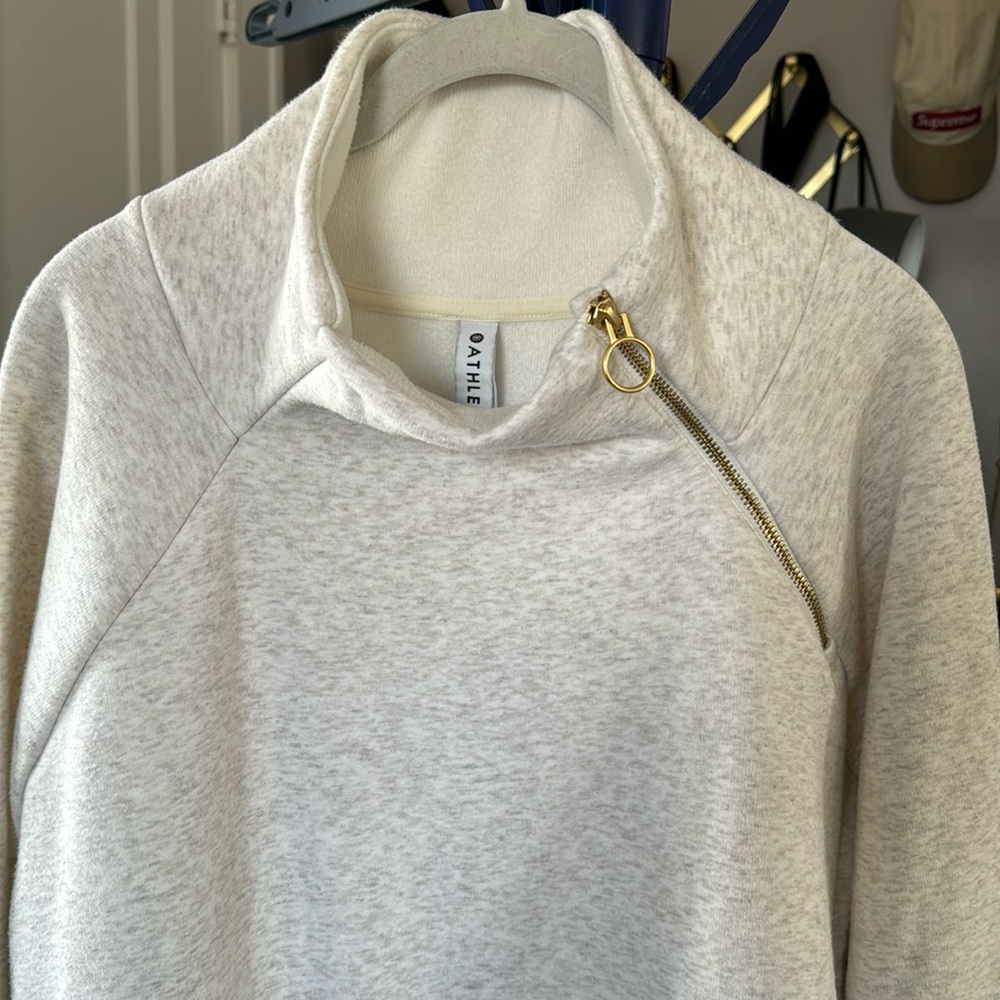 Athleta Cream Zip Sweatshirt